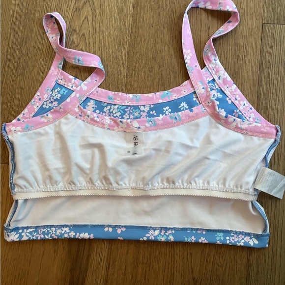 AS Revival Pink Floral Athletic Top with Aqua Accents - Picture 4 of 5